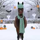 Paterr 2 Pcs Halloween Horse Scarf Hat Outfits Accessory Striped Scarf Hat for Horse Parade and Parties Costume Accessories (Green, Gray)