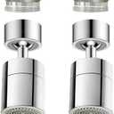 2 Pcs Faucet Aerator, 360° Swivel Kitchen Sink Faucet Aerator, Big Angle Twist, Dual-function 2-Flow Sprayer Faucet Head, Sink Sprayer Attachement, Faucet Replacement Part 55/64'', Chrome