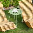 danpinera Outdoor Side Tables with Flower Cut Outs, Weather Resistant Steel Patio Side Table, Small Round Outdoor End Table Metal Side Table for Patio Yard Balcony Garden Green