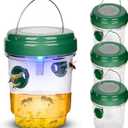 4 Packs Solar Powered Wasp Trap Outdoor Hanging, Yellow Jackets, Hornets, Carpenter Bees, Mud Daubers Trap Reusable for Garden, Patio, Yard