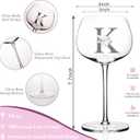 LJ Home Personalized Wine Glasses Gifts for Women,Monogrammed Customized A-Z Initial Wine Gift,Birthday,Christmas,Valentines Day,Mothers Day gifts for Women,Mom,Wife,Best Friend,Sister (Letter K)