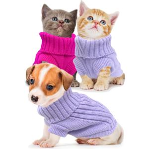 XS Dog Sweater 2-Pack, Turtleneck Knitwear Dog Sweater for Small Dogs Girl Teacup Chihuahua Yorkie Warm Winter Pet Puppy Clothes Kitten Cat Sweater for 2.2-3.5 lbs Dogs