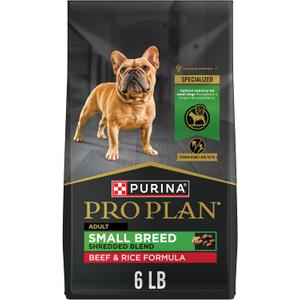 Purina Pro Plan Small Breed Dry Dog Food, Shredded Blend Beef and Rice Formula With Live Probiotics - 6 lb. Bag (6 Pound (Pack of 1)) Purina Pro Plan Small Breed Dry Dog Food, Shredded Blend Beef and Rice Formula With Live Probiotics - 6 lb. Bag (6 Pound (Pack of 1))