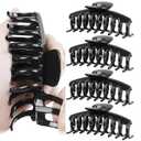 TOCESS Nylon Hair Claw Clips: Flexible & Unbreakable Safe Large Black Hair Claws for Thick/Thin Hair Women - Strong Hold 4 Pack 4.3 Inch Big Jaw Clips - Perfect Stocking Stuffers