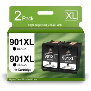 901 Black Ink Cartridges Value Pack Replacement for HP 901 901 XL Use with HP OfficeJet 4500 J4500 J4524 J4540 J4550 J4580 J4680c J4680 J4624 J4640 J4660 (2-Black)