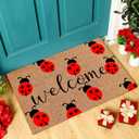 Ceenna Summer Back to School Natural Coir Door Mat Outdoor Rug Summer Welcome Doormat Independence Day Non-Slip Mat for Front Porch Entryway Outside, 16 x 28 Inches (Ladybug)