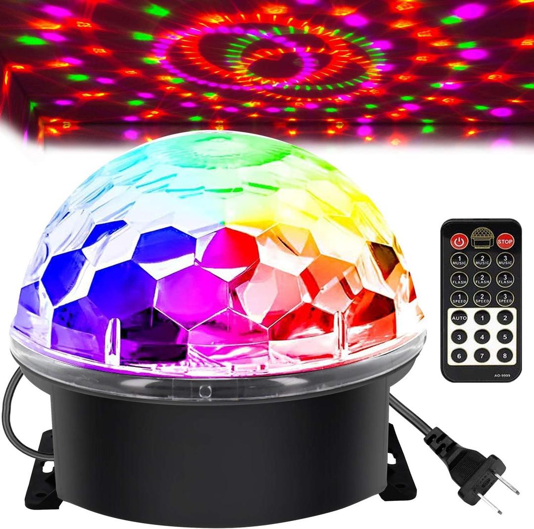 memzuoix Disco Ball Dj Strobe Light with 6 Colors, Sound Activated Big-Size Magic Stage Party Light with Remote Control, Halloween Decorations Bar Wedding Home Club (7'' Big Size)