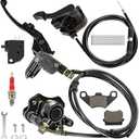 XIKOBY 110cc 125cc ATV Hand Rear Hydraulic Disc Brake Master Cylinder Caliper Kit for Tao Tao Coolster 90cc 70cc Kazuma Roketa Loncin SunL Chinese 4Stroke Quad 4 Wheeler Part with 7/8 Thumb Throttle