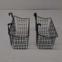 AVLA 2 Pack Over The Cabinet Door Organizer, Grid Storage Baskets with Hooks, Metal Wall Hanging Basket Holder Rack, Wire Kitchen Sink Organization Bin for Bathroom Shampoo, Body Wash