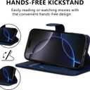 Wallet Case for iPhone 16 Pro with Card Holder, RFID Blocking, MagSafe, Kickstand, PU Leather Flip Folio Phone Case Cover Shockproof TPU Inner Shell for iPhone 16 Pro(6.3")-Blue