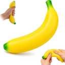 7in Slow Rising Banana Squishy Toy, Soft Realistic Squishy Banana | Durable PU Foam Squeezy Sensory Fidget Toy for Stress Relief,Fun Office Desk Decor and Relaxation Gift for Adults and Kids