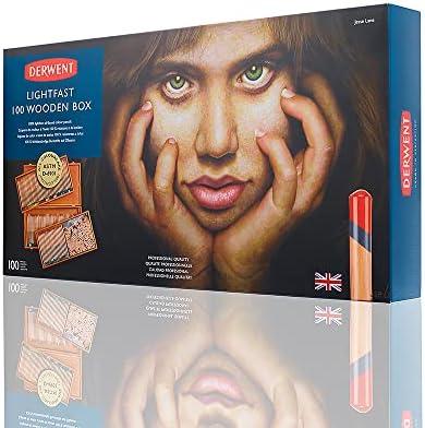 Derwent Lightfast Colour Pencils, Professional Quality, Wooden Box Set of 100, 2305693
