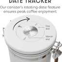 Veken Coffee Canister with Window, Airtight Stainless Steel Kitchen Food Storage Container with Lids, Date Tracker and Scoop for Grounds Coffee, Beans, Tea, Flour, Cereal, Sugar Jars, 22OZ, White