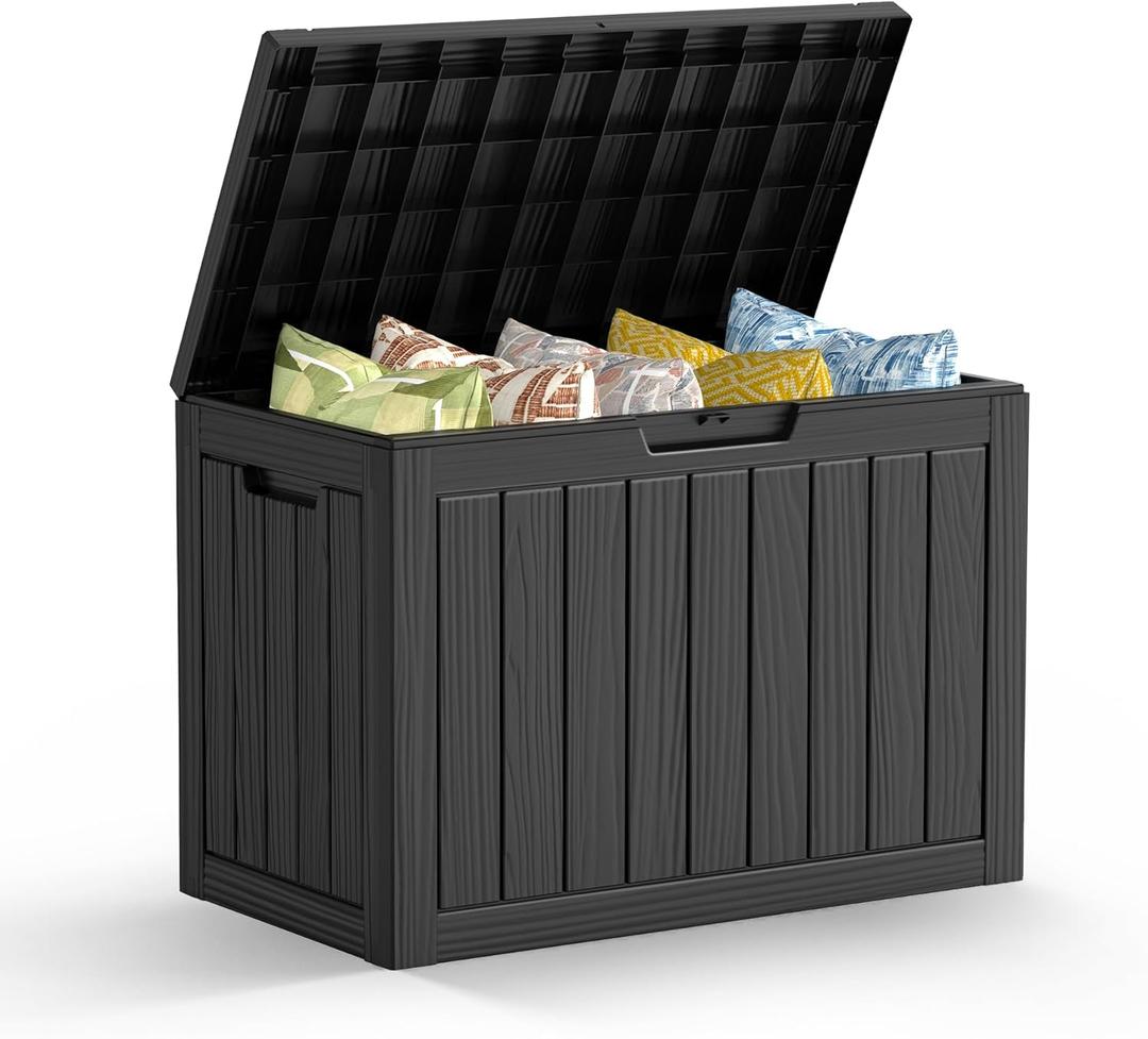 Mars Villa 45 Gallon Outdoor Storage Box, Resin Deck Box Waterproof, Storage Chest for Outside Patio Furniture Cushions, Pool Supplies, Garden Tools, UV Resistant and Weatherproof, Black Mars Villa 45 Gallon Outdoor Storage Box, Resin Deck Box Waterproof, Storage Chest for Outside Patio Furniture Cushions, Pool Supplies, Garden Tools, UV Resistant and Weatherproof, Black