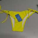 Halcurt Women's Low Rise Tie String Bikini Swim Bottoms Sexy Cheeky Brazilian Swimsuit Bottoms Yellow XS