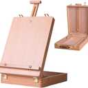 Wooden Art Easel for Painting & Sketching - Tabletop & Table Top Easel with Storage - Adjustable Height & Angle, Foldable - Perfect for Adults, Artists, Students & Beginners