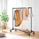 Hoctieon Z Rack, Rolling Clothes Racks with Z-Base, Heavy Duty Garment Rack, Clothing Racks for Hanging Clothes, Sturdy Metal Hanging Holder, Clothes Organizer Rack, Black