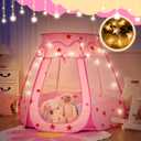Pop Up Princess Tent with Star Light：Toy for Girl Birthday Gifts, Portable Ball Pit with Outdoor Carry Bag, Collapsible Kids Play Tent for Toddler Indoor Activity Playhouse, NO Balls(Pink)