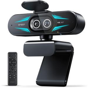 EMEET C60E Dual-Camera 4K Webcam for Streaming, Wide-Angle and Telephoto Cameras, Max 11X Hybrid Zoom & PDAF Autofocus, Remote Control, RGB Lighting, 2 Mics, Ideal for Livestreaming and Online Meeting
