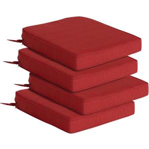 Goodgoods 19.5 x 20 Outdoor Chair Cushions Set of 4, Fade-Resistant & Water-Resistant Patio Seat Cushion Pads with Ties, 30D High-Resilience Foam for Dining Room Kitchen Chairs, Chili, 19.5"x20" 4pcs