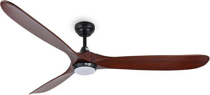 70 Inch Wood Ceiling Fan, Mute DC Motor High Airflow Large Ceiling Fans with Lights and Remote for Patio Living Room, Walnut