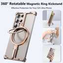 S25 Ultra Case Magnetic with Ring Kickstand, Slim Metal Frameless for Samsung Galaxy S25 Ultra Case for Magsafe, Cool Drop-Proof Protective S25Ultra Cover for Men Women 6.86 Inch, Desert Gold
