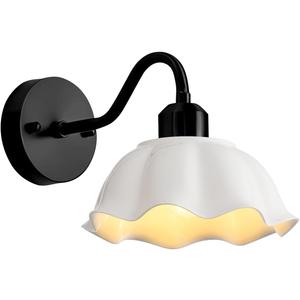 Industrial Single Matte Black Wall Sconce Vintage Milk Glass Wall Lights 1-Light Wall Mount Light Fixture Indoor Modern Farmhouse Wall Lamp Rustic Bathroom Vanity Light Fixtures MWL02-1BK