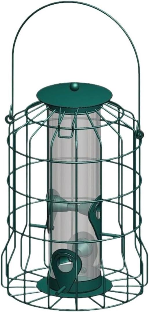 Birding Dispenser Resist Bird Feeder Rust Proof Hanging Cage Garden Backyard Squirrel Proof Steel Wild Wild Birding Distributor(Green)