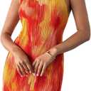 SHENHE Women's Summer Halter Sunset Dress Loose Pleated Backless Beach Short Sundress,Xsmall