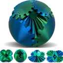 Gear Sphere, 3D Printed Gearsphere - The Steampunk Whirling Wonder Fidget Gear Ball, Gearsphere Cube Fidget Toy for Office and Home, Stress Relief Cool Stuff Toys Gift for 3+ Kids Adult (Green)