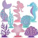 Mermaid Party Decorations Glitter Mermaid Table Centerpiece for Birthday Party Under the Sea Table Centerpiece Ocean Theme Table Ornaments for Girl Baby Shower Birthday Party Supplies DIY Decor