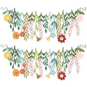 Yeaqee 2 Pcs Flower Banner Garland Double-Sided Colorful Waterproof Flower Birthday Party Decoration Paper Backdrop for Birthday Wedding Baby Shower(Colorful)