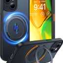 TORRAS 360 Rotatable Stand for iPhone 15 Case/iPhone 14 Case, [Compatible with MagSafe] Magnetic Ring Holder [3X Military Grade Tested] Shockproof Translucent Slim Case for iPhone 15 Phone Case,Black