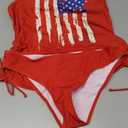 Womens Two-Piece Tankini Set Cow Skull with Leopard Print Sets Swimwear Tankini Top Sets Swimwear (Large, Flag-red)
