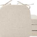Chair Cushions for Dining Chairs, 2" Thick Seat Cushions for Kitchen Chairs, D-Shaped Chair Pads with Washable Cover, Ties and Non Slip Backing, 17'' x 16'', Set of 4, Beige