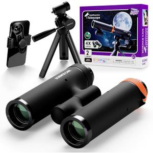 Science Can Binoculars for Kids & Beginners - 3 in 1 Portable Telescope with Adjustable Tripod & Phone Support,16X Magnification for Outdoor Exploration, Science Kit for Boys Girls 6-12 Years Old