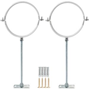 2 Sets Adjustable Pipe BracketHeavy Duty Galvanized Iron Stove Pipe Hanger StrapWall Support Chimney Pipe HolderRound Split Ring Vent Conduit Carrier Kitwith All Mounting Screws (3-Inches)