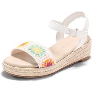 Coutgo Girls Espadrilles Sandals Platform Wedge Heels Open Toe Ankle Strap Boho Summer Dress Shoes, 12C