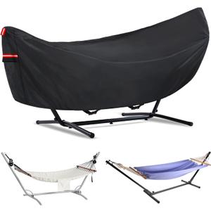 Waterproof 11-12 Hammock Cover, 210T Sun Rain UV Dust Snow Protection Outdoor Covers with Windproof Straps & Soft Cotton Lining for Hammock with 55 inch Spreader Bars 