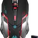 VEGCOO Wireless Gaming Mouse, C8 Silent Click Wireless Rechargeable Mouse with Colorful LED Lights and 3 Level DPI 400mah Lithium Battery for Laptop and Computer (Black)