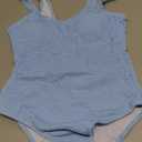 Limeeke Women One Piece Swimsuit Solid Ribbed Monokini Swimwear Scoop Neck Low Back Bathing Suit (Medium, Sky Blue)