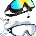 Aegend New Kids 2 Pack Wide View Swim Goggles, Anti-Fog/UV No Leak Goggles with Ear Plugs Kids 3-14
