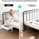 Foldable Bedside Shelf, Metal Clip-On Bed Tray Table for Bunk Bed & Dorm Beds, Dorm Room Essentials Organizer for College Students, Floating Tray, Space Saving Nightstand for Loft Beds (White, Small)