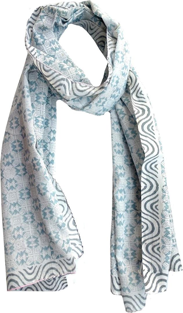 Rastogi Handicrafts hand block printed Indian traditional design 70x20 inch mini Stoll, Scarf and Sarong for girls 100% Pure cotton (Scarfs-15)