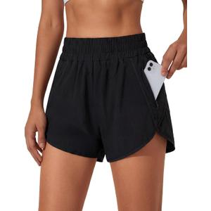 BMJL Women's Running Shorts Elastic High Waisted with Pockets, 2.5" Sporty Workout Quick Dry Athletic Shorts, S