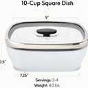 Anyday 10-Cup Square Glass Food Storage with Glass Lid | Plastic-Free Meal Prep & Microwave Cookware | Stackable Airtight Storage Container with Vented Lid for Microwave-Safe Reheating