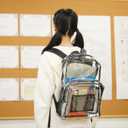 Amazon Basics Transparent Clear School Backpack, Water-Resistant PVC Plastic, Reinforced Shoulder Straps, 17 x 7 x 13 in