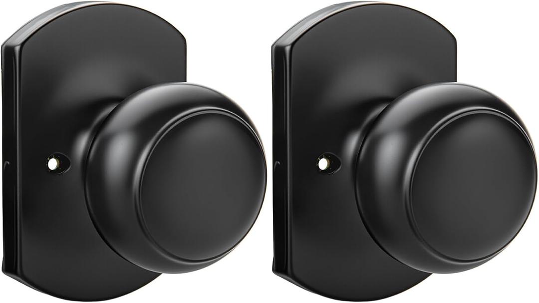 Goldenwarm Matte Black Dummy Door Knobs, Single Side Door Knob No-Function, Black Door Knobs, 1 Pack