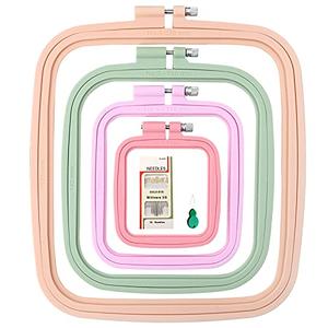 ZOCONE 4 Pcs 4 Size Square Embroidery Hoops, ABS Plastic Embroidery Hoops Cross Stitch Hoops Embroidery Frames for Sewing, Needlework, Embroidery Projects (Size-3", 4.3", 6.5", 8.7")