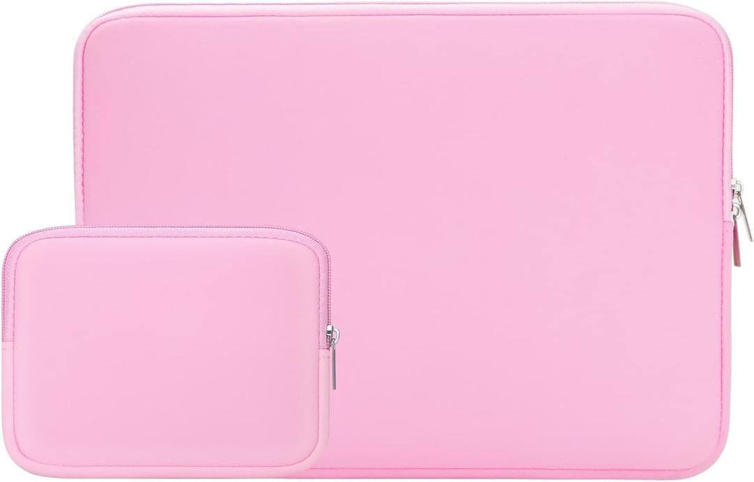 RAINYEAR 14 Inch Laptop Sleeve Case Protective Soft Padded Zipper Cover Carrying Computer Bag with Accessories Pouch, Compatible with 14" Notebook Tablet Chromebook (Pink)